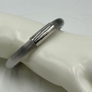 Michael Kors MK6190040 Solid Stainless Steel Ribbed Logo‎ Plaque Bracelet